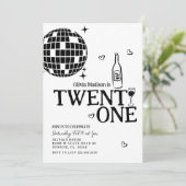 Black Disco Ball Wine 21e verjaardagsfeest Kaart (Staand voorkant)