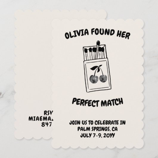 Black Disco Cherry Perfect Match Bachelorette Kaart (Voorkant / Achterkant)