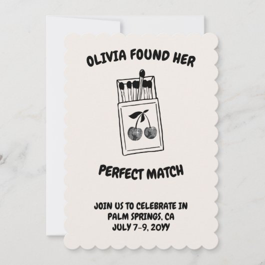 Black Disco Cherry Perfect Match Bachelorette Kaart (Voorkant)