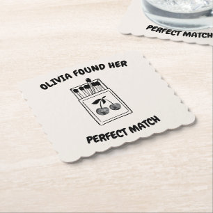 Black Disco Cherry Perfect Match Bachelorette Kartonnen Onderzetters