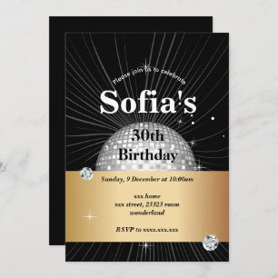 BLACK, disco party, 70's, dansfeest Kaart