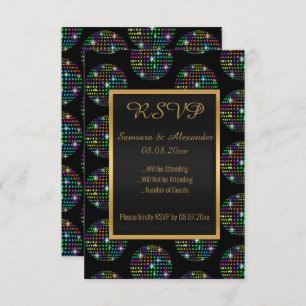 Black Disco Theme DISCOBALL RSVP Kaart