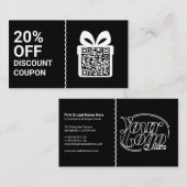 Black Discount Coupon QR Code Marketing Visitekaartje (Voorkant / Achterkant)