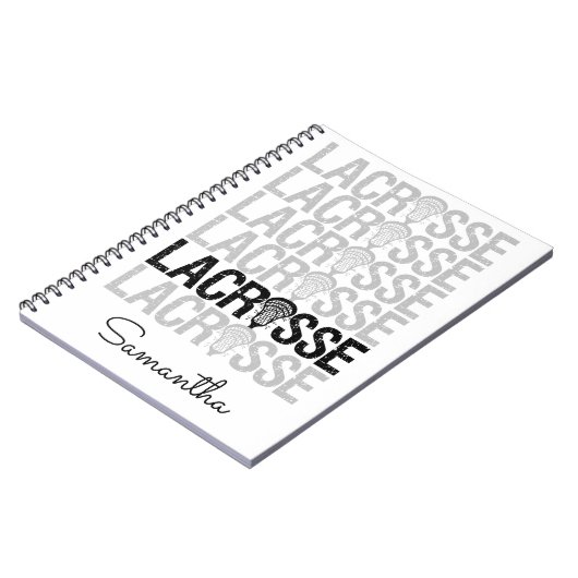 Black Distressed Lacrosse Word Notitieboek (Linkerzijde)