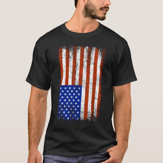 Black Distressed Vertical American Flag Shirt (Voorkant)