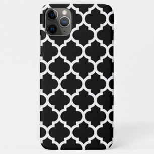Black DIY BG White Moroccan Quatrefoil #5 Case-Mate iPhone Case