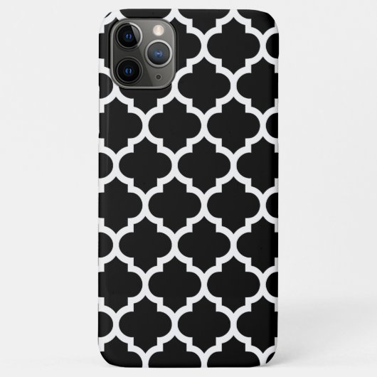 Black DIY BG White Moroccan Quatrefoil #5 Case-Mate iPhone Case (Achterkant)