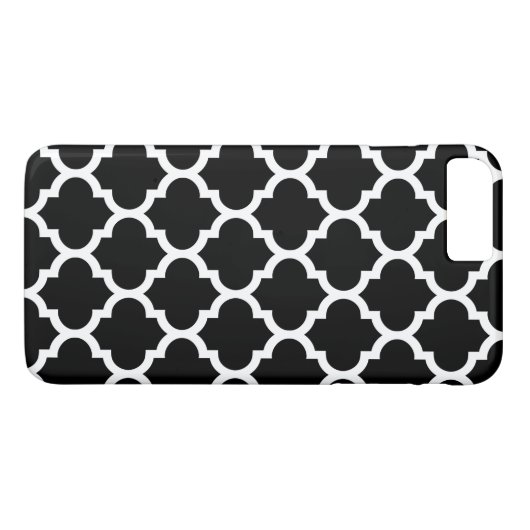 Black DIY BG White Moroccan Quatrefoil #5 Case-Mate iPhone Case (Achterkant (Horizontaal))