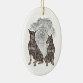 Black Doberman Dogs Keramisch Ornament (Rechts)