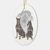 Black Doberman Dogs Keramisch Ornament (Links)