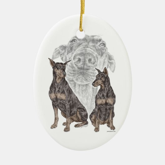 Black Doberman Dogs Keramisch Ornament (Voorkant)