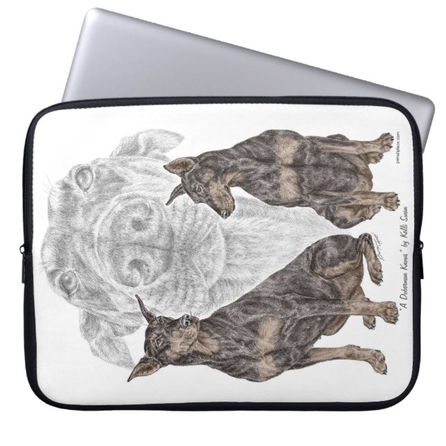 Black Doberman Dogs Laptop Sleeve (Voorkant)