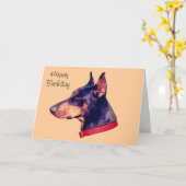 Black Doberman Pinscher  Birthday Kaart (Gele Bloem)