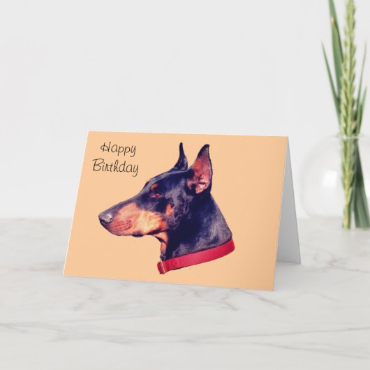 Black Doberman Pinscher  Birthday Kaart (Voorkant)