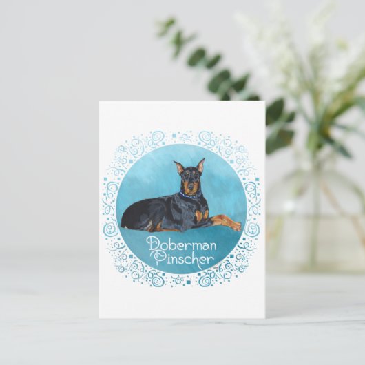 Black Doberman Pinscher Briefkaart (Staand voorkant)