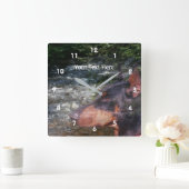 Black Doberman Pinscher Dog en Stream Vierkante Klok (Huis)