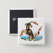 Black Doberman Pinscher Kinda Crabby Button (Voorkant /achterkant)