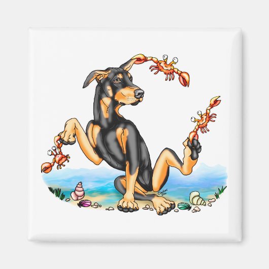 Black Doberman Pinscher Kinda Crabby Magnets Magneet (Voorkant)