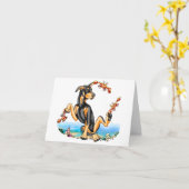 Black Doberman Pinscher Kinda Crabby Note Kaart (Gele Bloem)