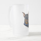 Black Doberman Pinscher Matglas Bierpul (Voorkant links)