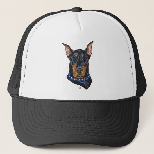 Black Doberman Pinscher Trucker Pet (Voorkant)