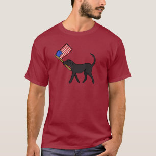 Black Dog Carrying Flag T-Shirt