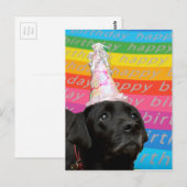 Black Dog Colorful Happy Birthday Text Briefkaart (Voorkant / Achterkant)