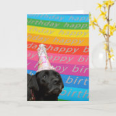 Black Dog Colorful Happy Birthday Text Kaart (Gele Bloem)