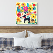 Black Dog Doodle Art Canvas Afdruk (Insitu (Slaapkamer))