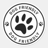 Black Dog Friendly Coffee Cafe Pet Welcome Ronde Sticker (Voorkant)