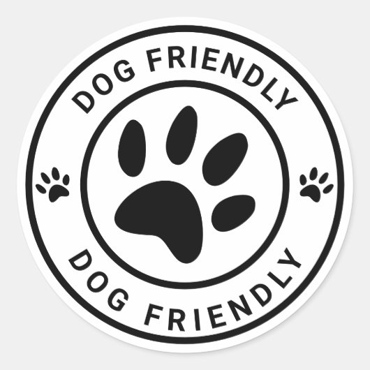 Black Dog Friendly Coffee Cafe Pet Welcome Ronde Sticker (Voorkant)