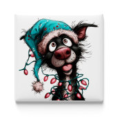 Black Dog Funny Christmas Magnet