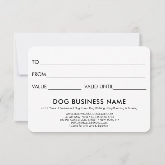 Black Dog Grooming Pet Boarding Cadeaubon (Achterkant)