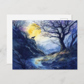 Black Dog Guardian Rosstrappe Legend Watercolor Briefkaart (Voorkant / Achterkant)