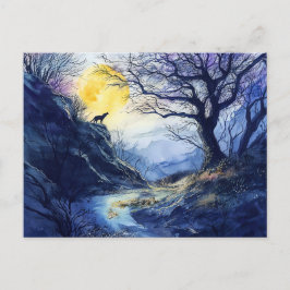 Black Dog Guardian Rosstrappe Legend Watercolor Briefkaart