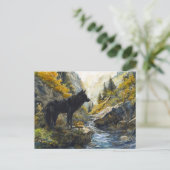 Black Dog Guardian Rosstrappe Legend Watercolor Briefkaart (Staand voorkant)