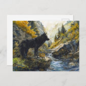 Black Dog Guardian Rosstrappe Legend Watercolor Briefkaart (Voorkant / Achterkant)