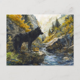 Black Dog Guardian Rosstrappe Legend Watercolor Briefkaart