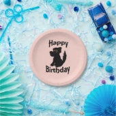 Black Dog Happy Birthday roze Papieren Bordje (Feest)