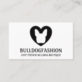 Black Dog Heart Love French Bulldog Visitekaartje (Voorkant)