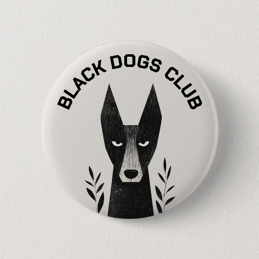 Black Dog Illustration Ronde Button 5,7 Cm (Voorkant)