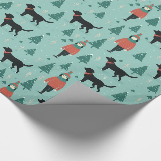 Black Dog Kerst inpakpapier (Hoek)