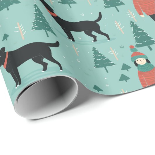 Black Dog Kerst inpakpapier (Rol Hoek)
