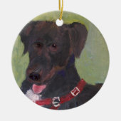 Black Dog-kerstversiering Keramisch Ornament (Voorkant)