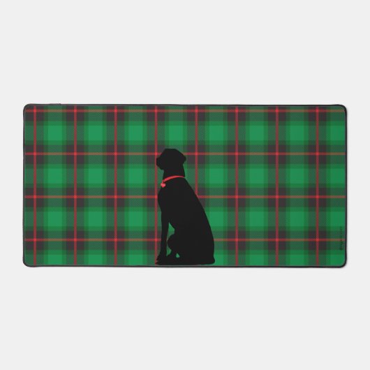 Black Dog Lab Groene Schotse Patroon Desk Mat (Voorkant)