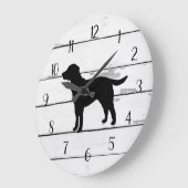 Black Dog Labrador Rustic Shiplap Farmhouse Decor Grote Klok (Hoek)