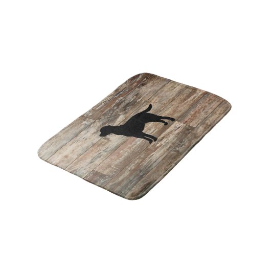 Black Dog Labrador Rustic Wood Bath Mat (Gekanteld)