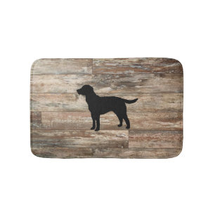 Black Dog Labrador Rustic Wood Bath Mat