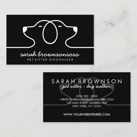 Black Dog Line Logo Petsitter vet Visitekaartje (Voorkant / Achterkant)