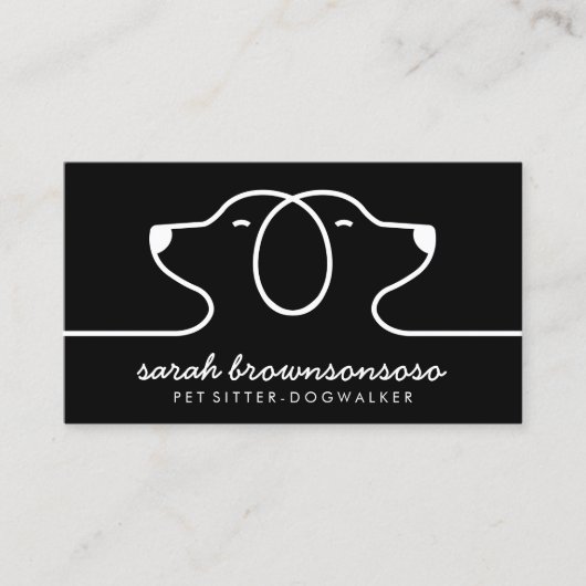 Black Dog Line Logo Petsitter vet Visitekaartje (Voorkant)